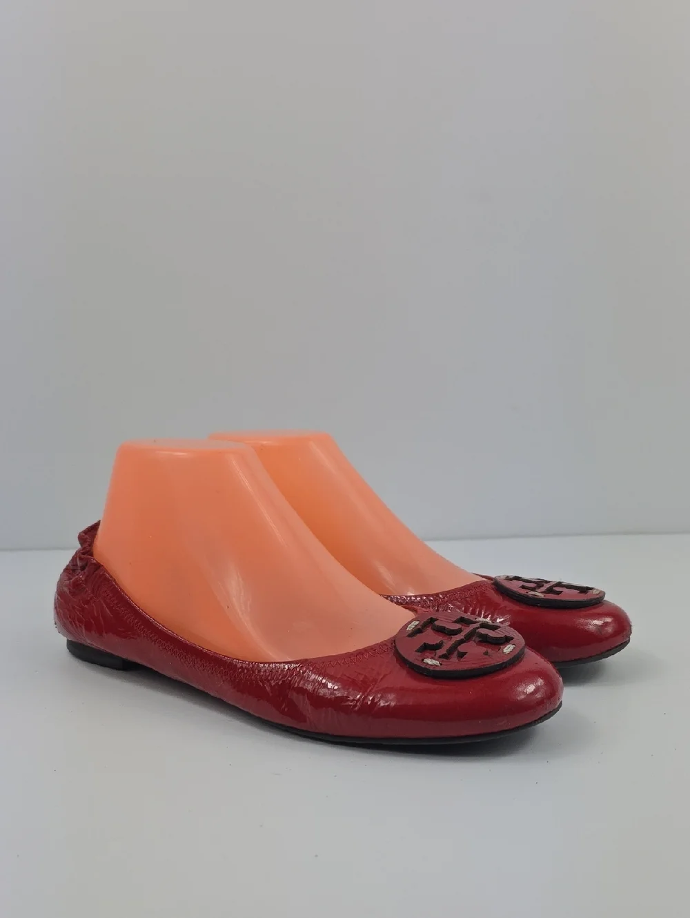 Tory Burch Reva Red Patent Leather Women's Flat Shoes‎ Size 8.5